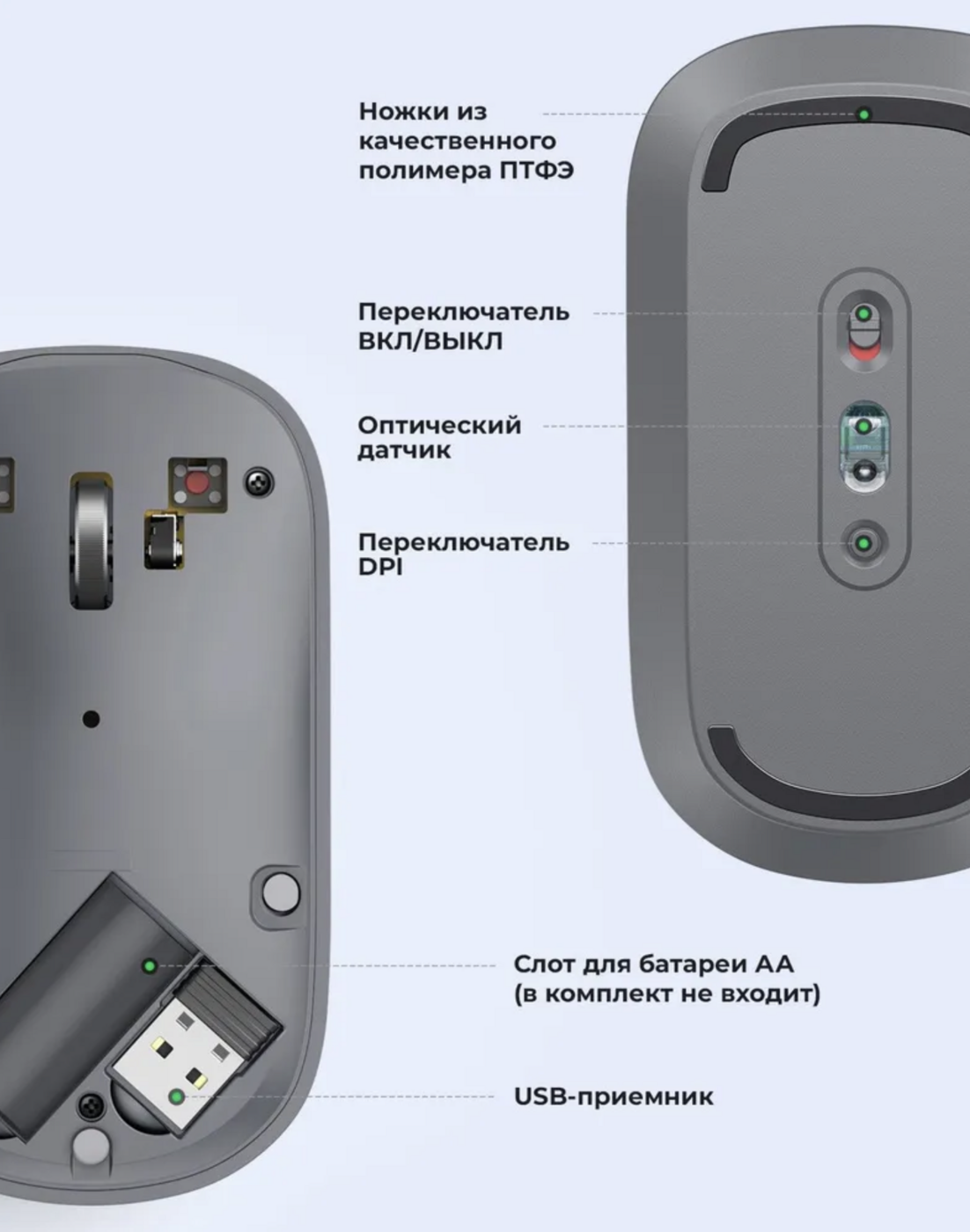 Мышка Ugreen / Bluetooth + Usb / Черная